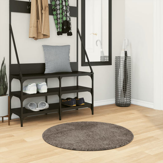 Tappeto a Pelo Lucido Lungo ISTAN Effetto Grigio Ø 80 cm - homemem39