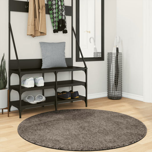 Tappeto a Pelo Lucido Lungo ISTAN Effetto Grigio Ø 120 cm - homemem39
