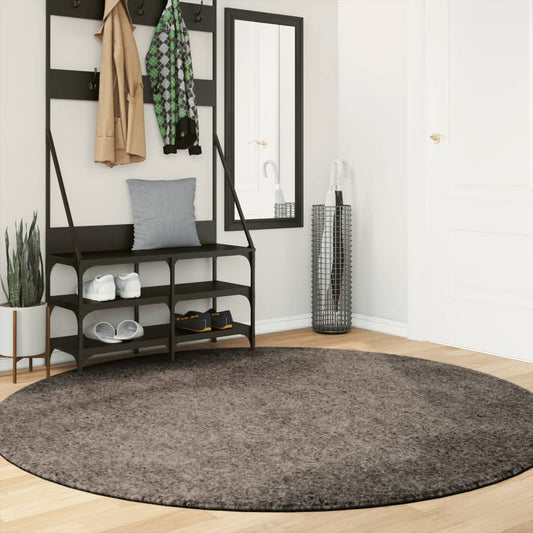Tappeto a Pelo Lucido Lungo ISTAN Effetto Grigio Ø 200 cm - homemem39