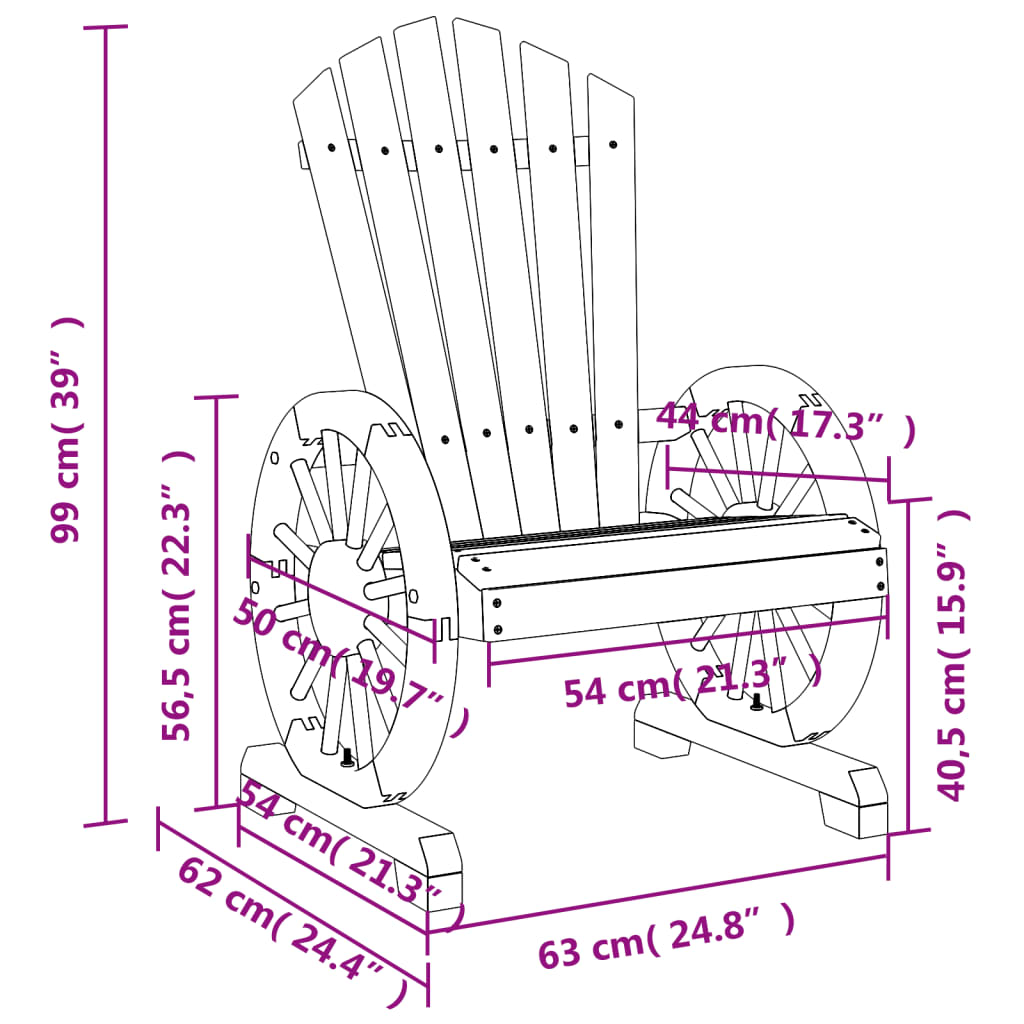 Sedie da Giardino Adirondack 4 pz in Legno Massello di Abete - homemem39