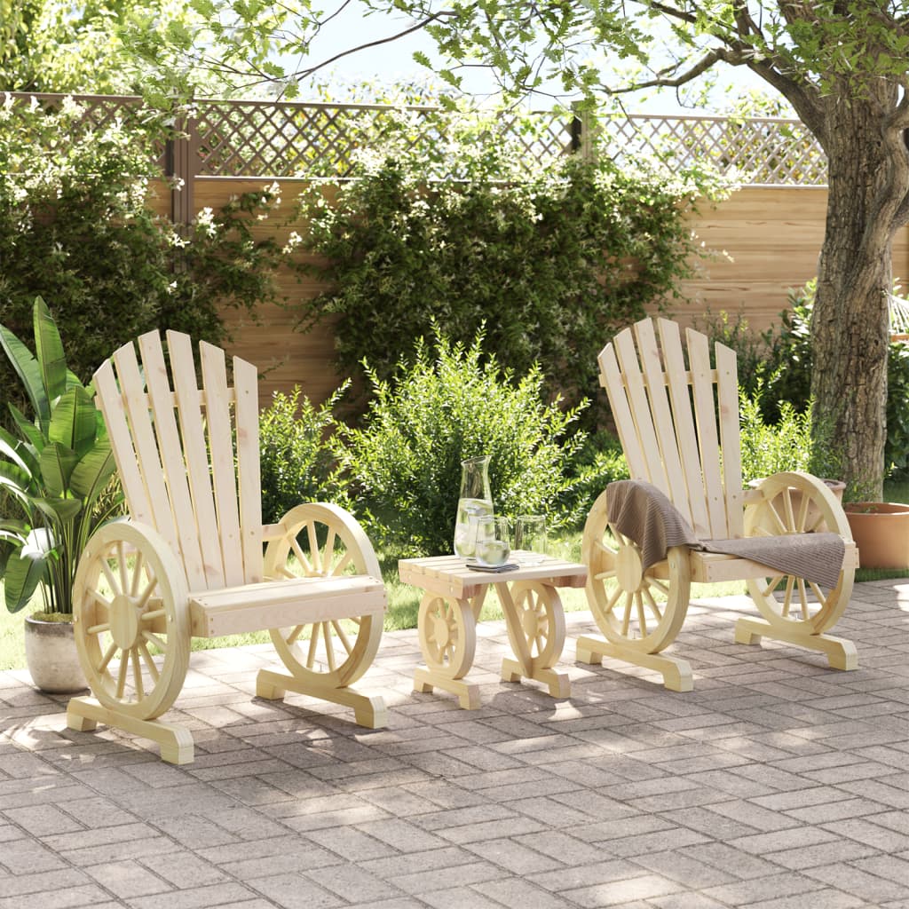 Set Salotto da Giardino 3 pz in Legno Massello di Abete