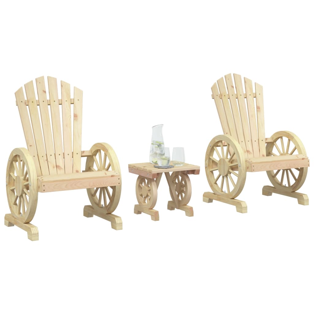 Set Salotto da Giardino 3 pz in Legno Massello di Abete | homemem39