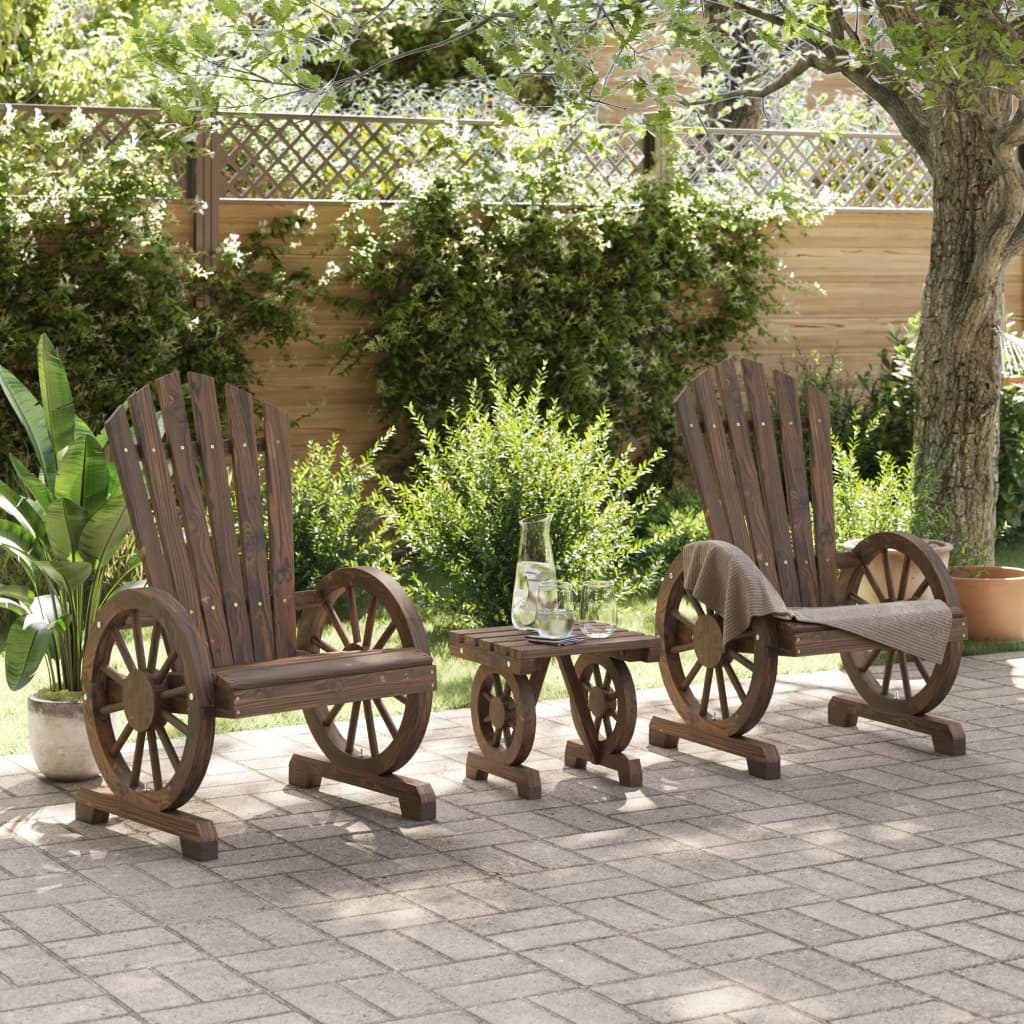 Set Salotto da Giardino 3 pz in Legno Massello di Abete | homemem39