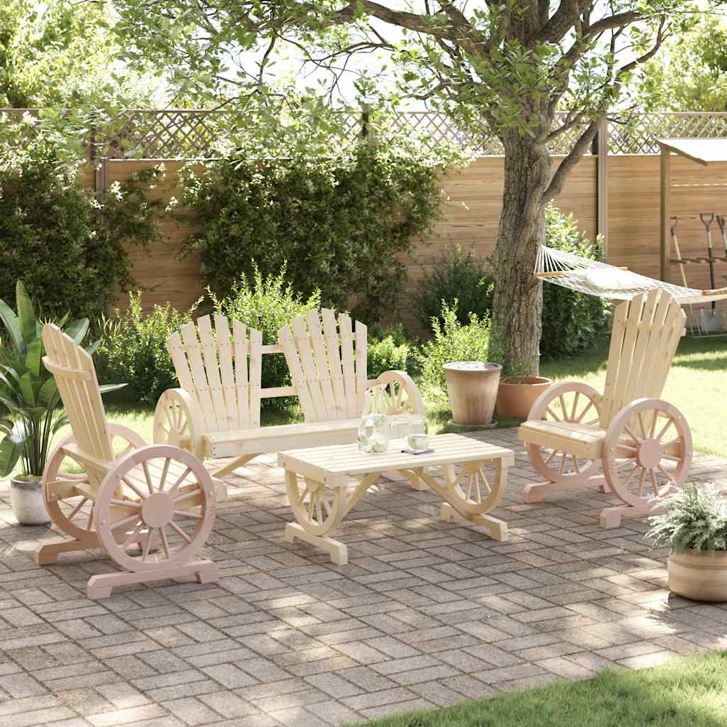 Set Salotto da Giardino 4 pz in Legno Massello di Abete - homemem39