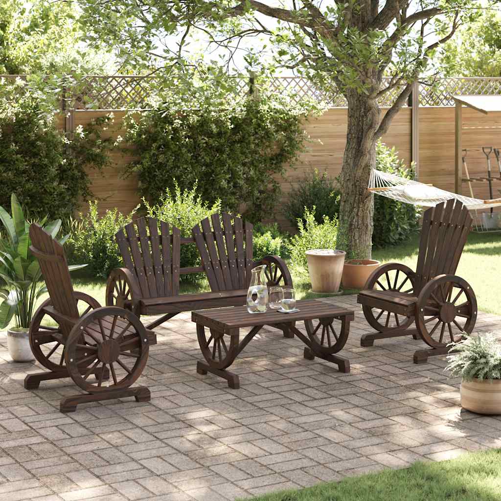 Set Salotto da Giardino 4 pz in Legno Massello di Abete - homemem39