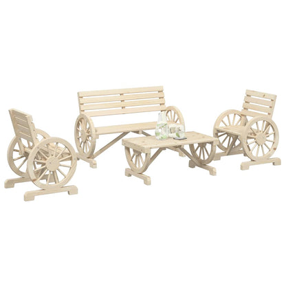 Set Salotto da Giardino 4 pz in Legno Massello di Abete | homemem39