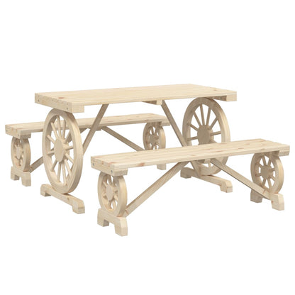 Set da Pranzo da Giardino 3 pz in Legno Massello di Abete - homemem39