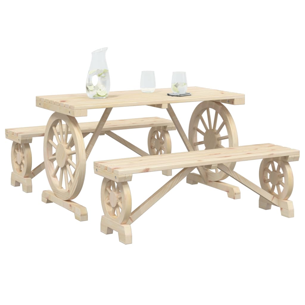 Set da Pranzo da Giardino 3 pz in Legno Massello di Abete - homemem39