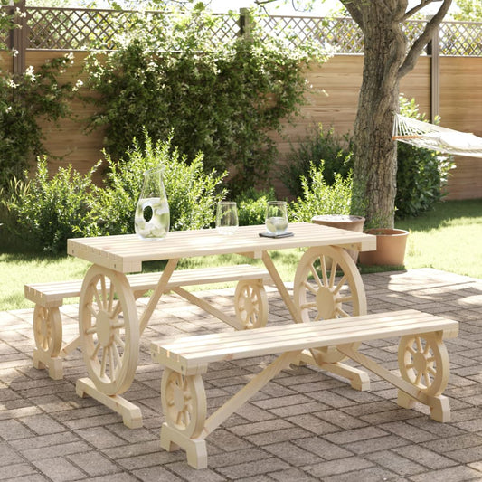 Set da Pranzo da Giardino 3 pz in Legno Massello di Abete - homemem39
