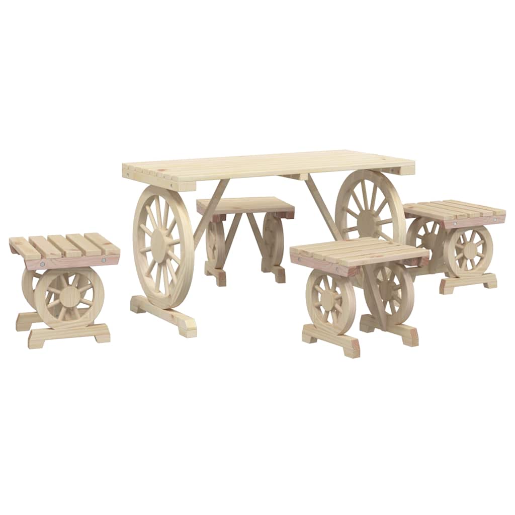 Set da Pranzo da Giardino 5 pz in Legno Massello di Abete