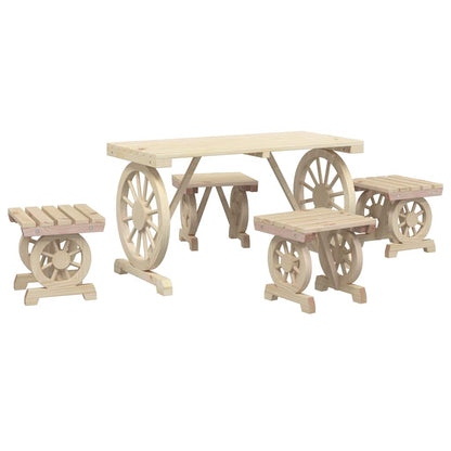 Set da Pranzo da Giardino 5 pz in Legno Massello di Abete