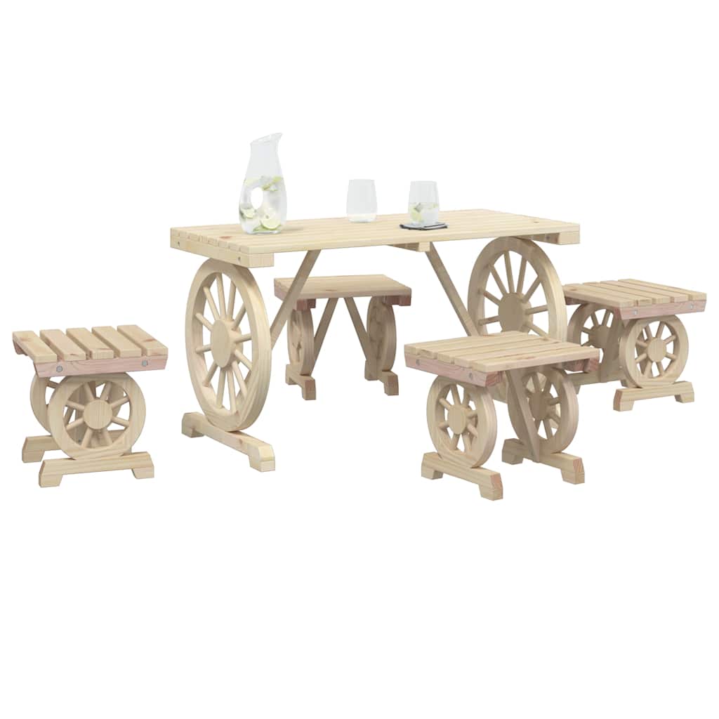 Set da Pranzo da Giardino 5 pz in Legno Massello di Abete | homemem39