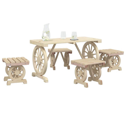 Set da Pranzo da Giardino 5 pz in Legno Massello di Abete | homemem39