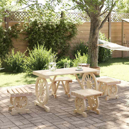 Set da Pranzo da Giardino 5 pz in Legno Massello di Abete | homemem39