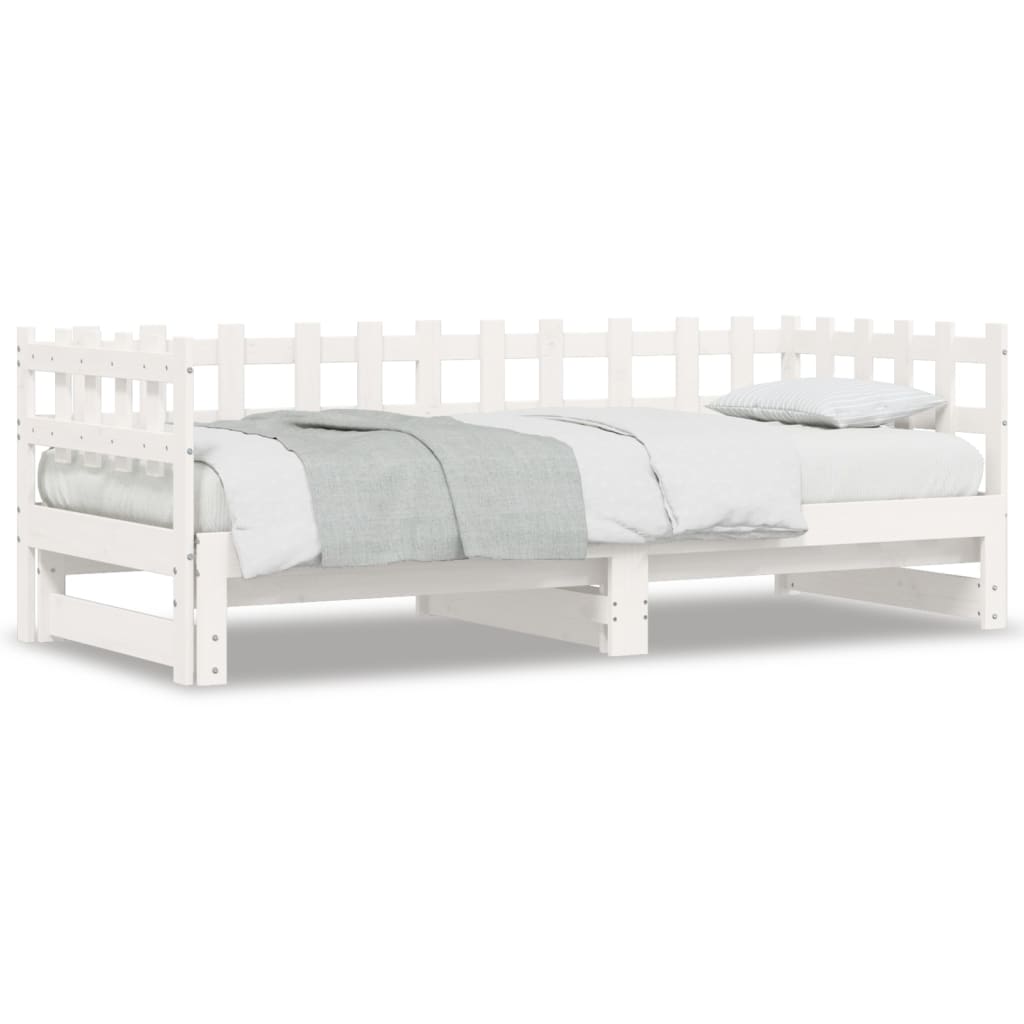 Dormeuse Estraibile Bianca 2x(80x200) cm Legno Massello di Pino - homemem39