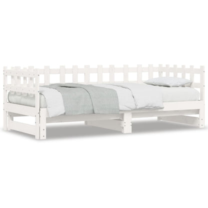 Dormeuse Estraibile Bianca 2x(80x200) cm Legno Massello di Pino - homemem39