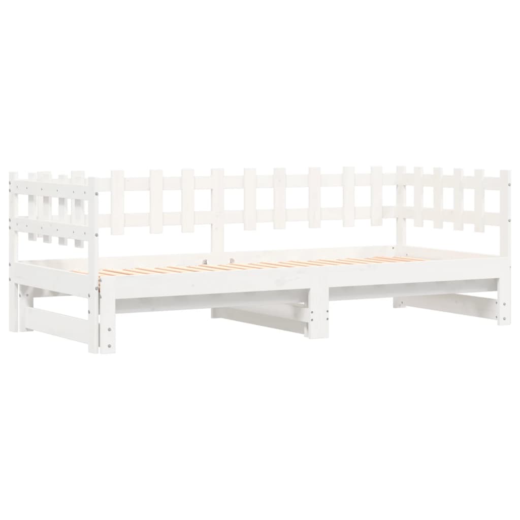 Dormeuse Estraibile Bianca 2x(80x200) cm Legno Massello di Pino - homemem39