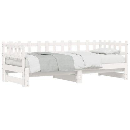 Dormeuse Estraibile Bianca 2x(80x200) cm Legno Massello di Pino - homemem39