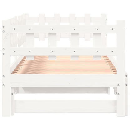 Dormeuse Estraibile Bianca 2x(80x200) cm Legno Massello di Pino - homemem39