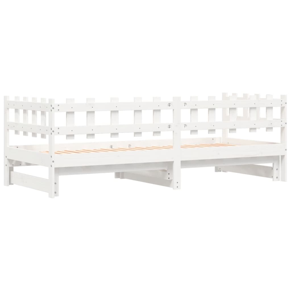 Dormeuse Estraibile Bianca 2x(80x200) cm Legno Massello di Pino - homemem39