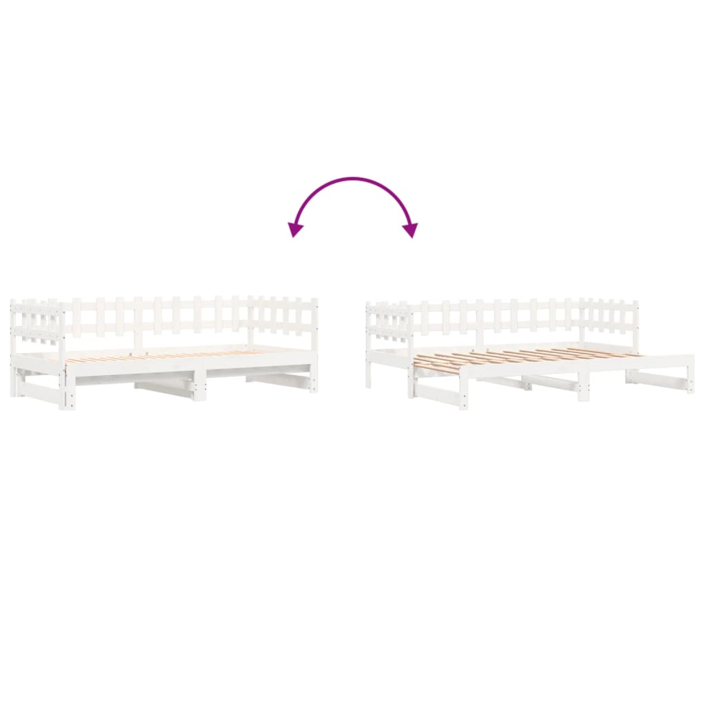 Dormeuse Estraibile Bianca 2x(80x200) cm Legno Massello di Pino - homemem39