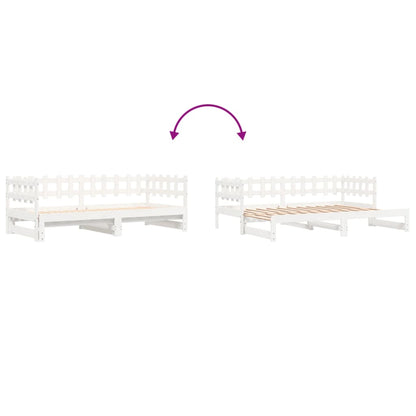 Dormeuse Estraibile Bianca 2x(80x200) cm Legno Massello di Pino - homemem39