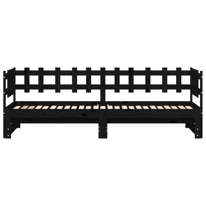 Dormeuse Estraibile Nera 2x(90x200) cm Legno Massello di Pino | homemem39