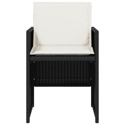 Sedie da Giardino con Cuscini 4 pz Nere in Polyrattan