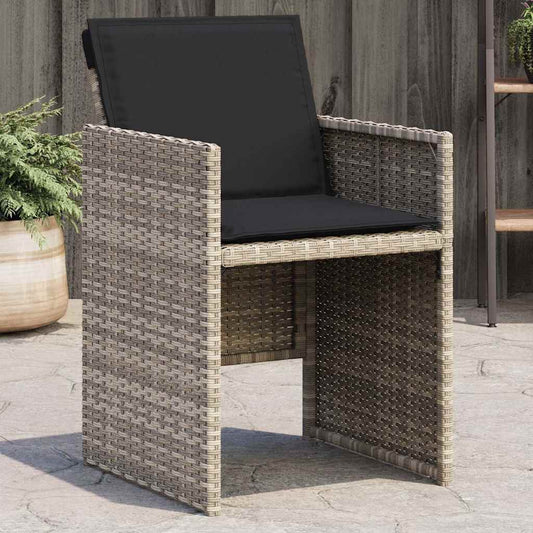Sedie da Giardino con Cuscini 4 pz Grigio Chiaro in Polyrattan | homemem39