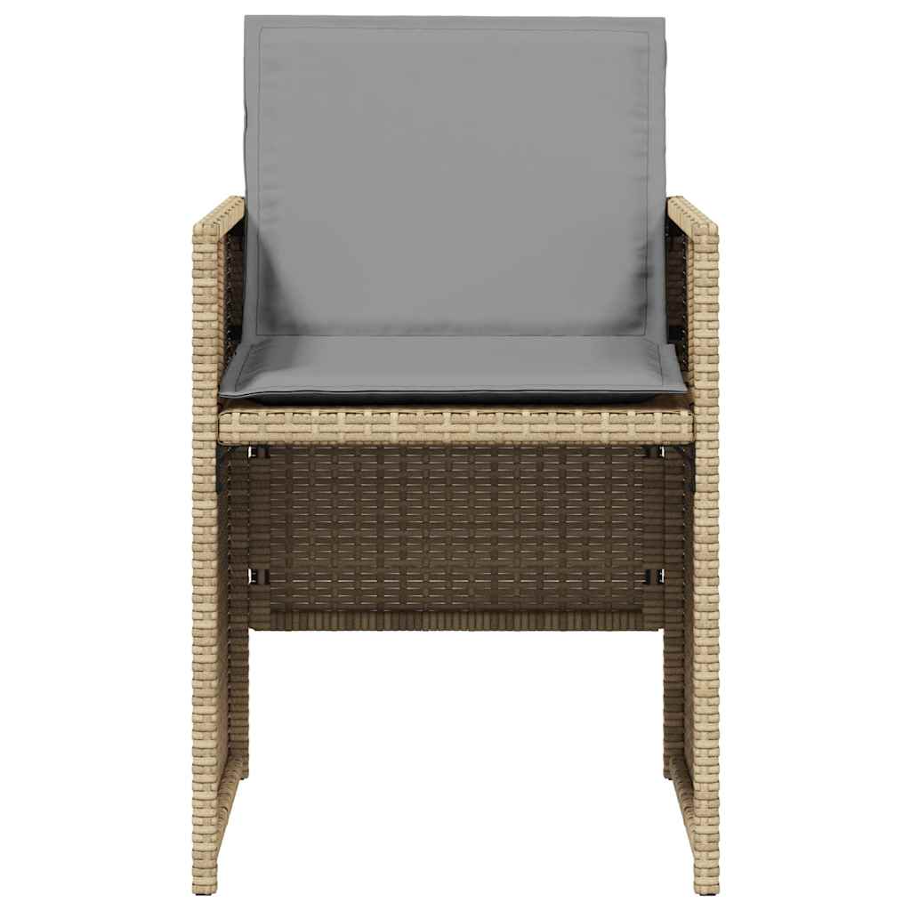 Sedie da Giardino con Cuscini 4 pz Beige Misto in Polyrattan - homemem39