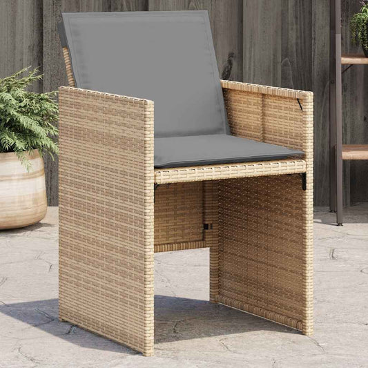 Sedie da Giardino con Cuscini 4 pz Beige Misto in Polyrattan | homemem39