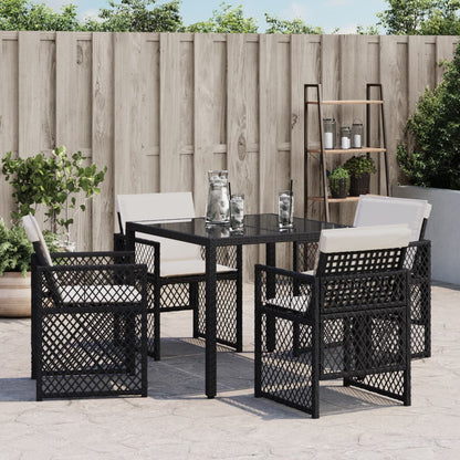 Sedie da Giardino con Cuscini 4 pz Nere in Polyrattan