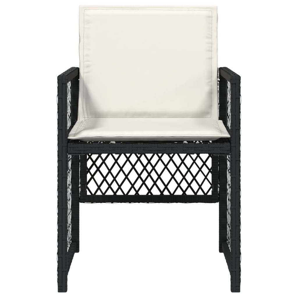 Sedie da Giardino con Cuscini 4 pz Nere in Polyrattan