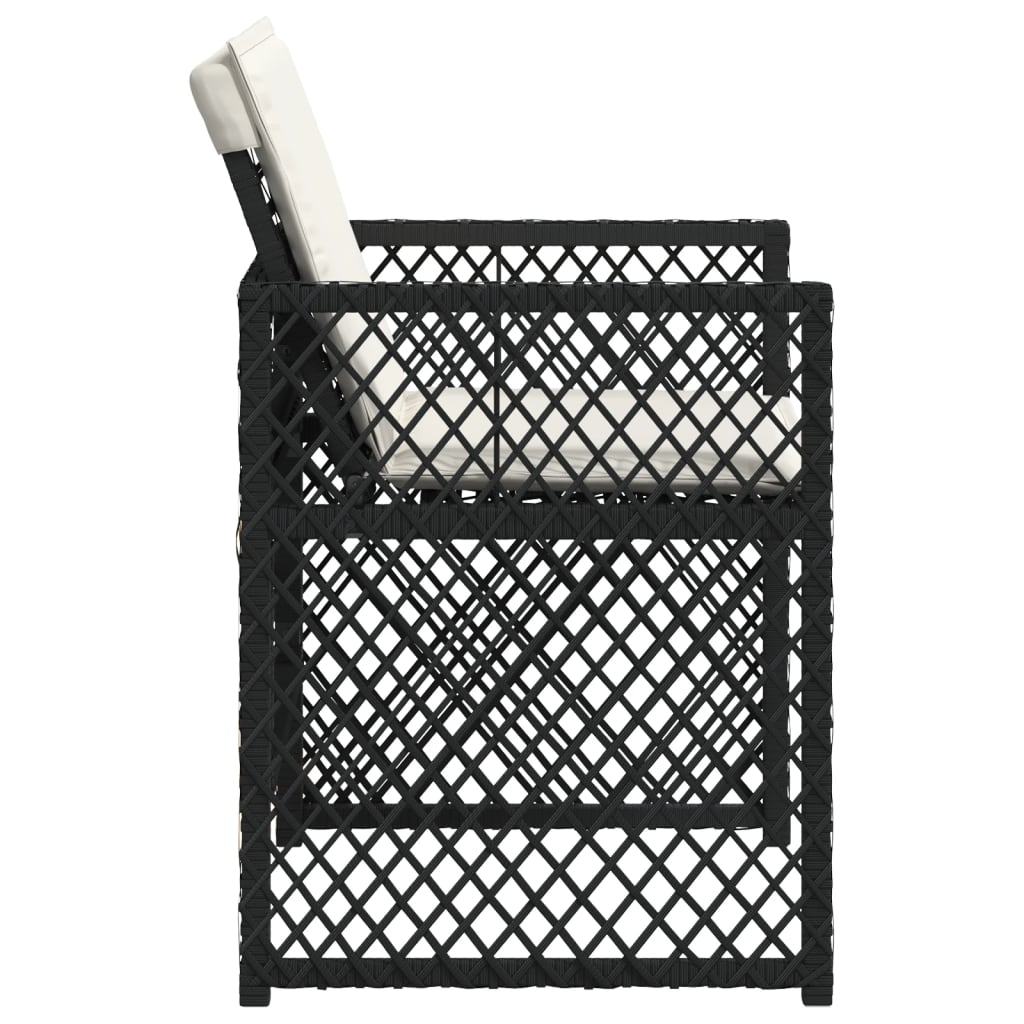 Sedie da Giardino con Cuscini 4 pz Nere in Polyrattan