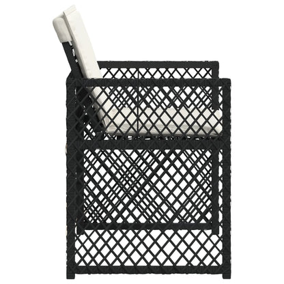 Sedie da Giardino con Cuscini 4 pz Nere in Polyrattan