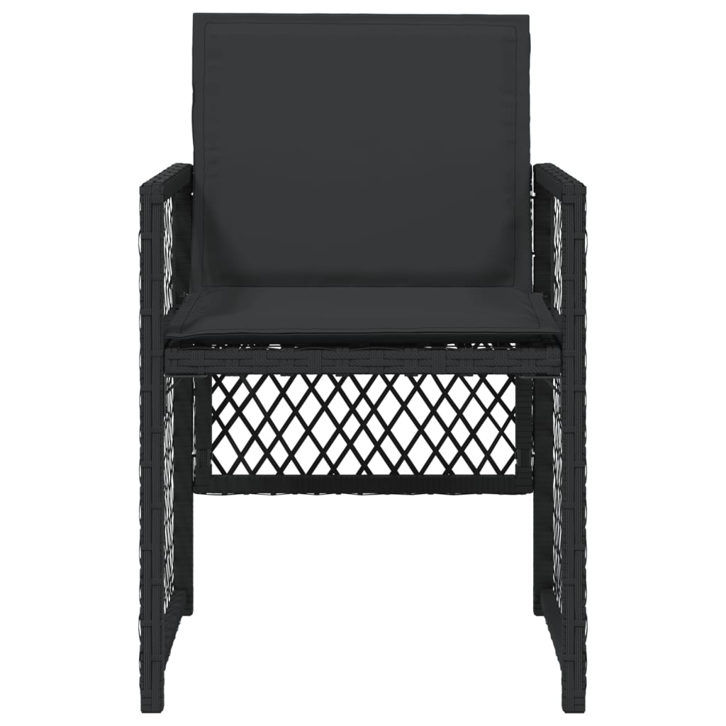 Sedie da Giardino con Cuscini 4 pz Nere in Polyrattan