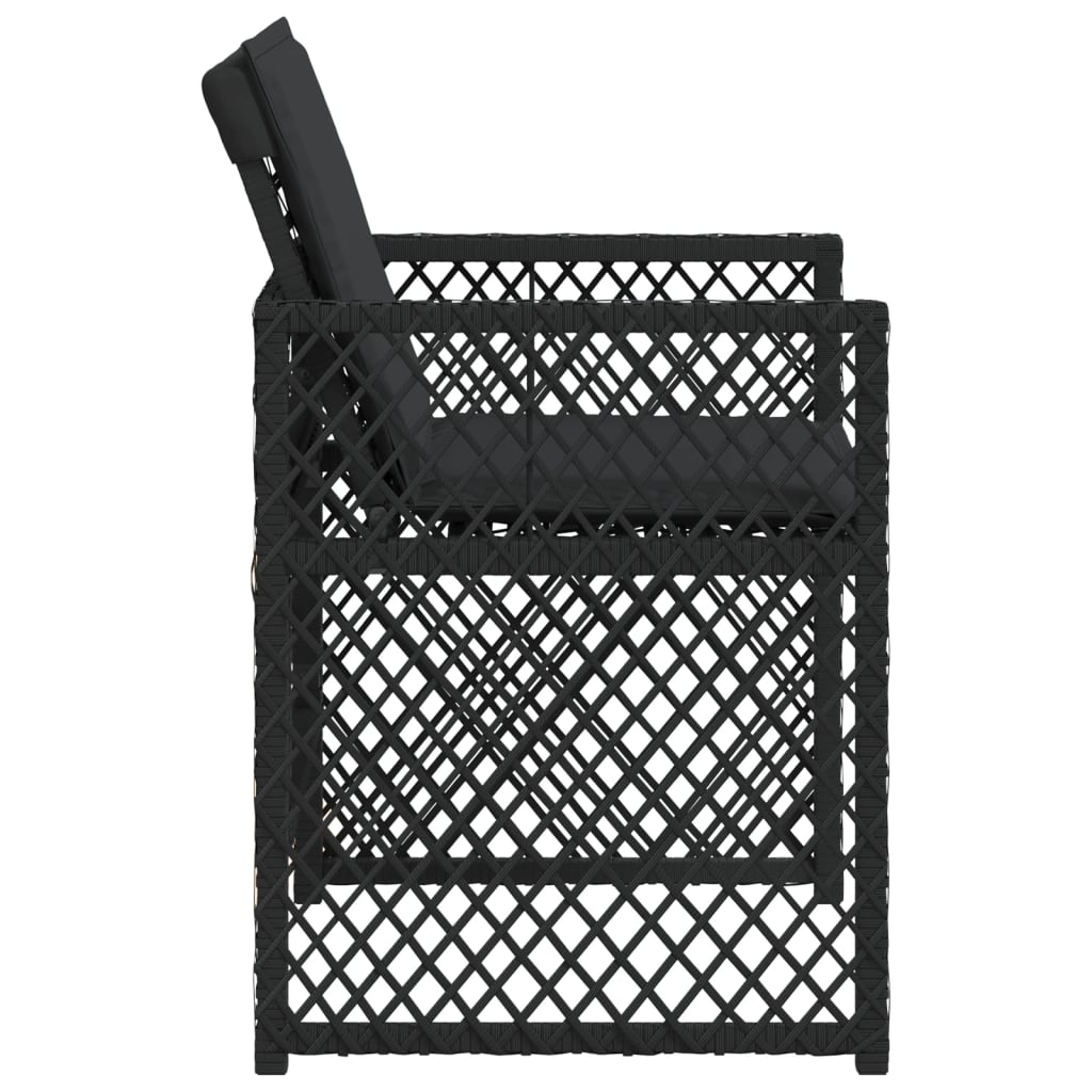 Sedie da Giardino con Cuscini 4 pz Nere in Polyrattan