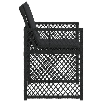 Sedie da Giardino con Cuscini 4 pz Nere in Polyrattan