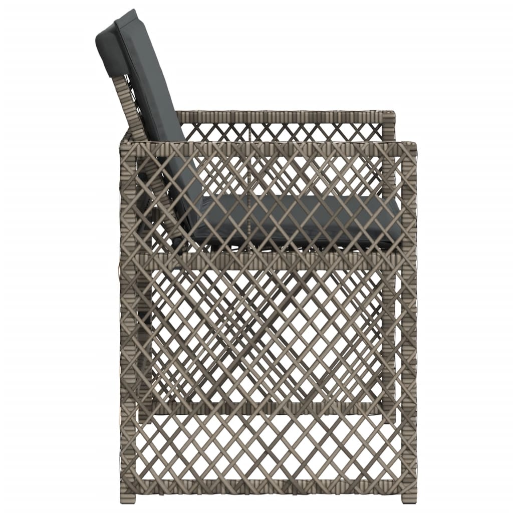 Sedie da Giardino con Cuscini 4pz Grigio in Polyrattan