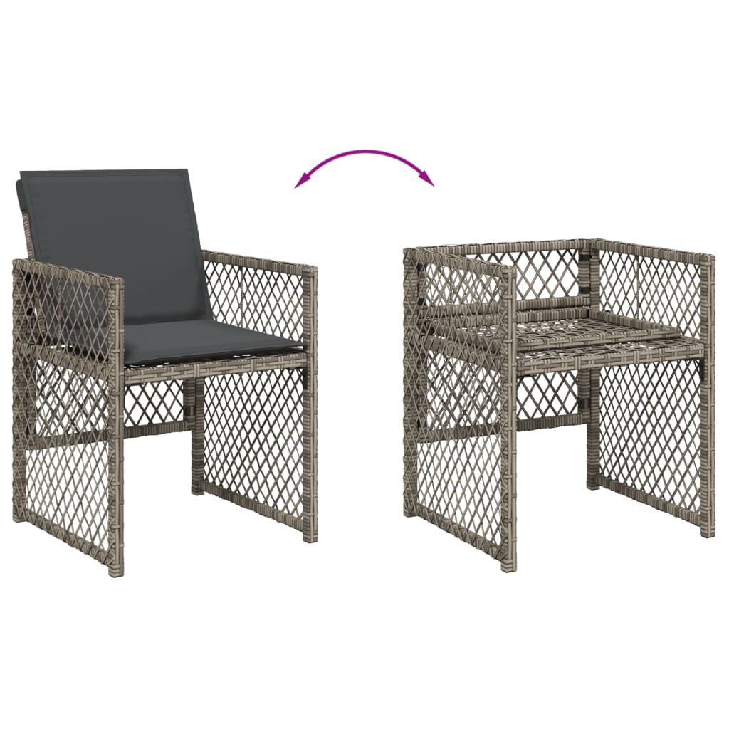 Sedie da Giardino con Cuscini 4pz Grigio in Polyrattan