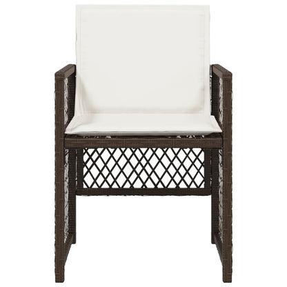 Sedie da Giardino con Cuscini 4 pz Marroni in Polyrattan