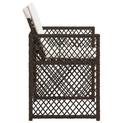 Sedie da Giardino con Cuscini 4 pz Marroni in Polyrattan