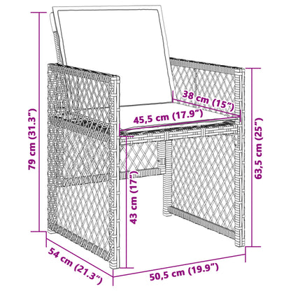 Sedie da Giardino con Cuscini 4 pz Marroni in Polyrattan