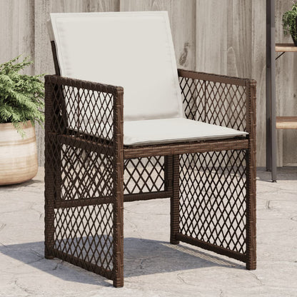 Sedie da Giardino con Cuscini 4 pz Marroni in Polyrattan
