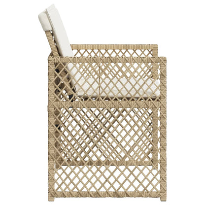 Sedie da Giardino con Cuscini 4 pz Beige in Polyrattan
