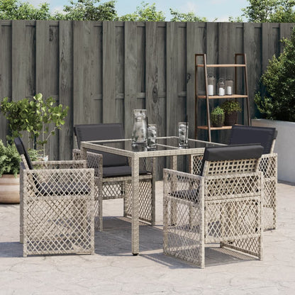 Sedie da Giardino con Cuscini 4 pz Grigio Chiaro in Polyrattan - homemem39