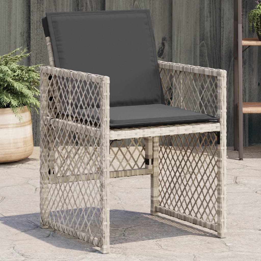 Sedie da Giardino con Cuscini 4 pz Grigio Chiaro in Polyrattan - homemem39
