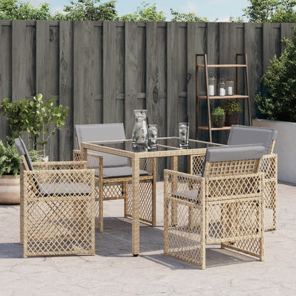 Sedie da Giardino con Cuscini 4 pz Beige Misto in Polyrattan - homemem39