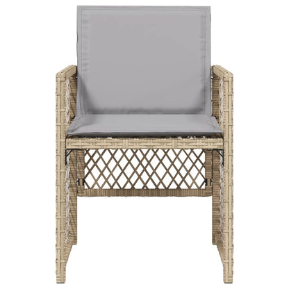 Sedie da Giardino con Cuscini 4 pz Beige Misto in Polyrattan - homemem39