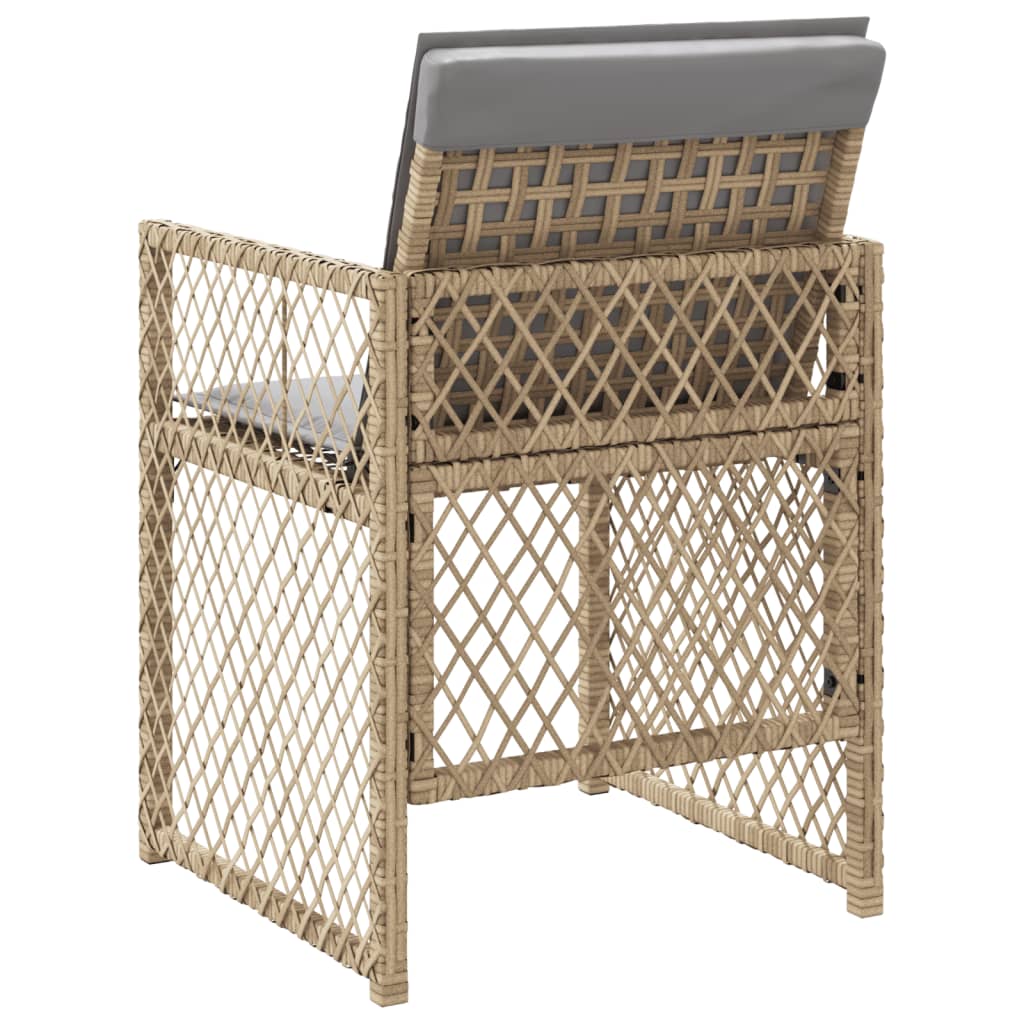Sedie da Giardino con Cuscini 4 pz Beige Misto in Polyrattan - homemem39